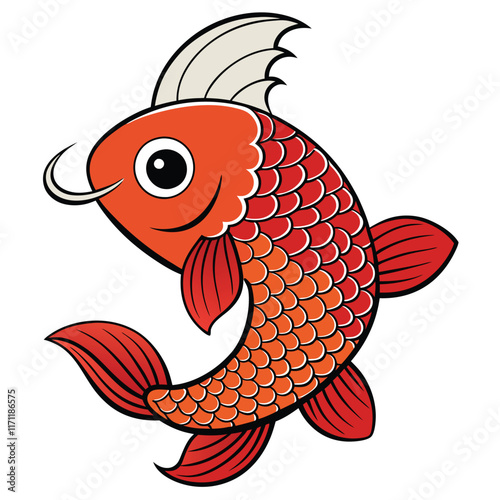 Koi fish isolated flat vector illustration on white background