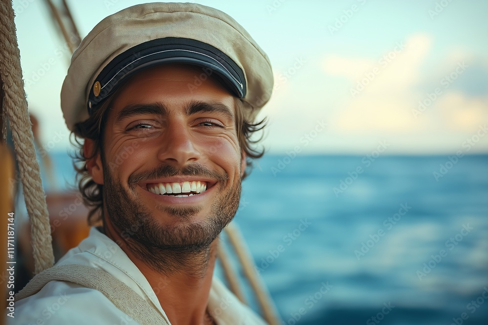 Fototapeta premium Sailing adventure smiles ocean waves lifestyle portrait tropical setting close-up view