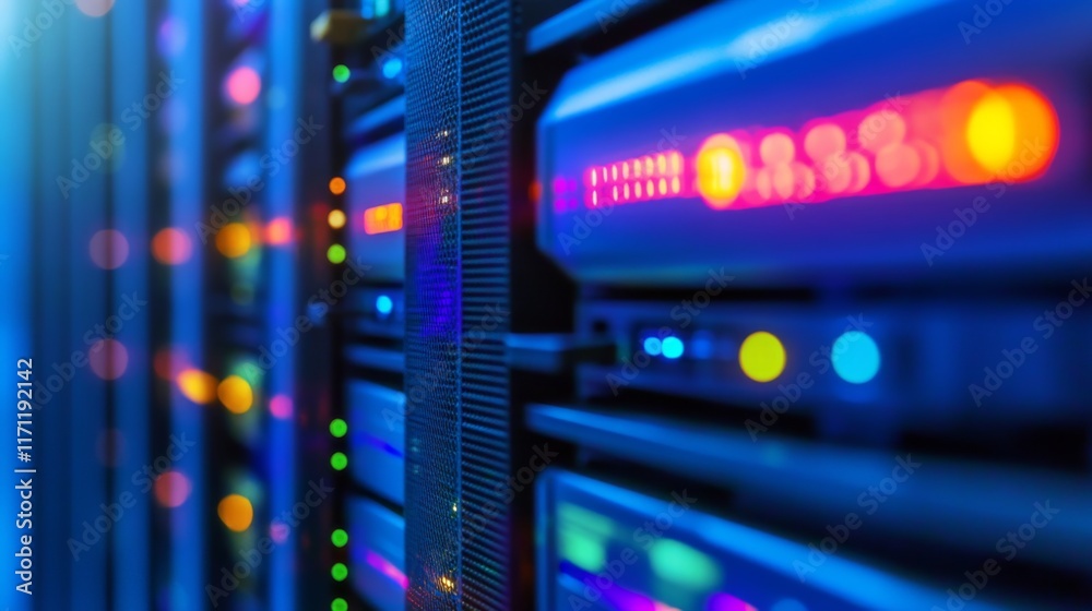 Modern Data Center Equipment with User Interface Overlay Modern Data Center Equipment with User Interface Overlay
