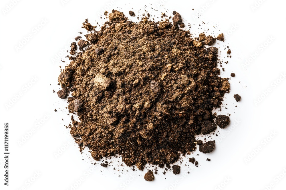 Dark Rich Soil Pile Isolated on White Background for Gardening, Agriculture, Horticulture, and Landscaping Projects Dark Rich Soil Pile Isolated on White Background for Gardening, Agriculture, Horticulture, and Landscaping Projects