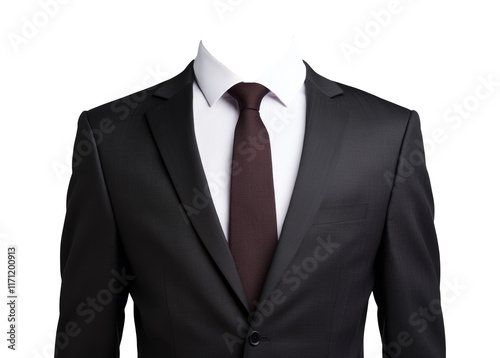 Black suit with tie on white background
