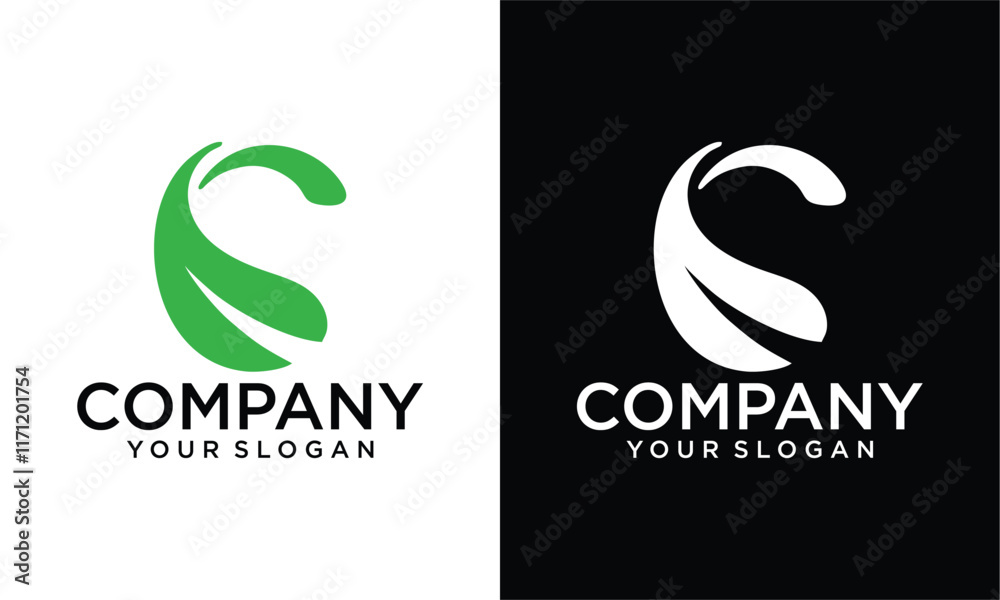 Obraz premium Creative Initial Letter S Logo with leaves.