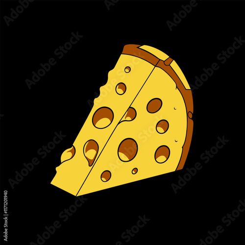 piece of cheese sits on a black background