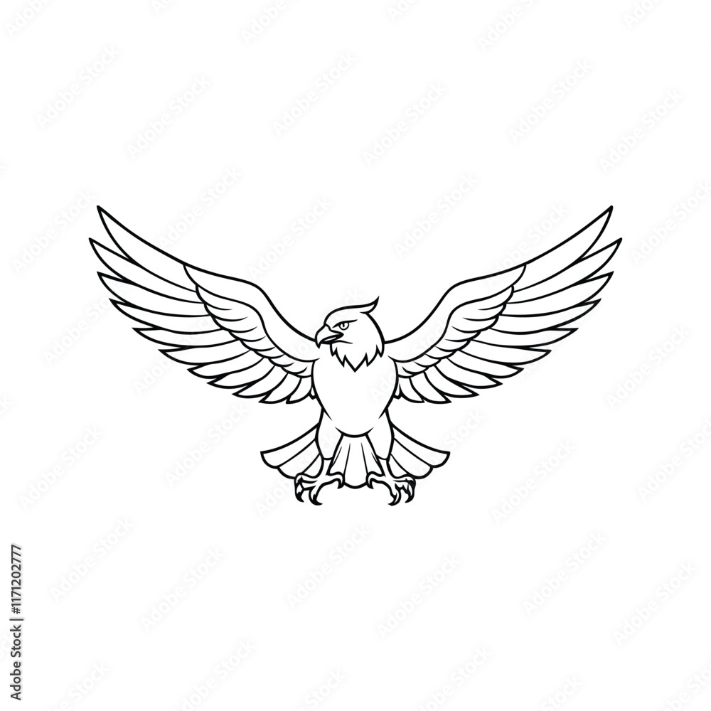Obraz premium Detailed Eagle Outline Design Perfect for Tattoo and Logos