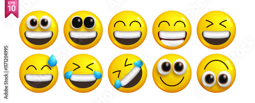 3D Vector Cute Emoji Bundle: Love, Kisses and Smiles