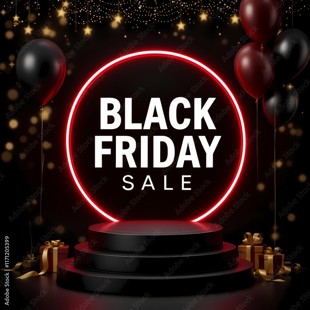 Black Friday sale neon spotlight promo