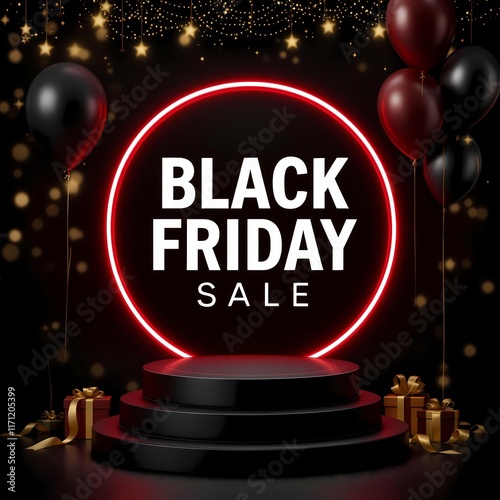 Obraz na płótnie Black Friday sale neon spotlight promo w salonie
