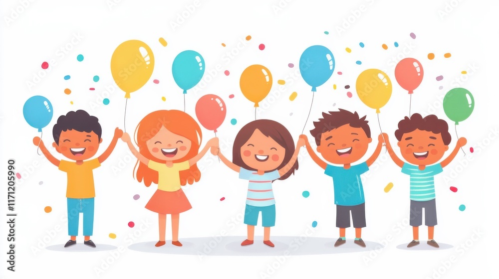 Joyful Celebration at Local Festival with Balloons Joyful Celebration at Local Festival with Balloons