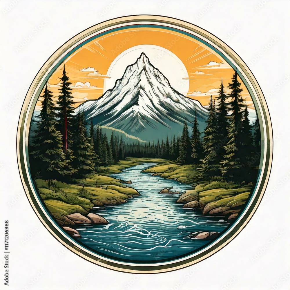 landscape with a mountain and river