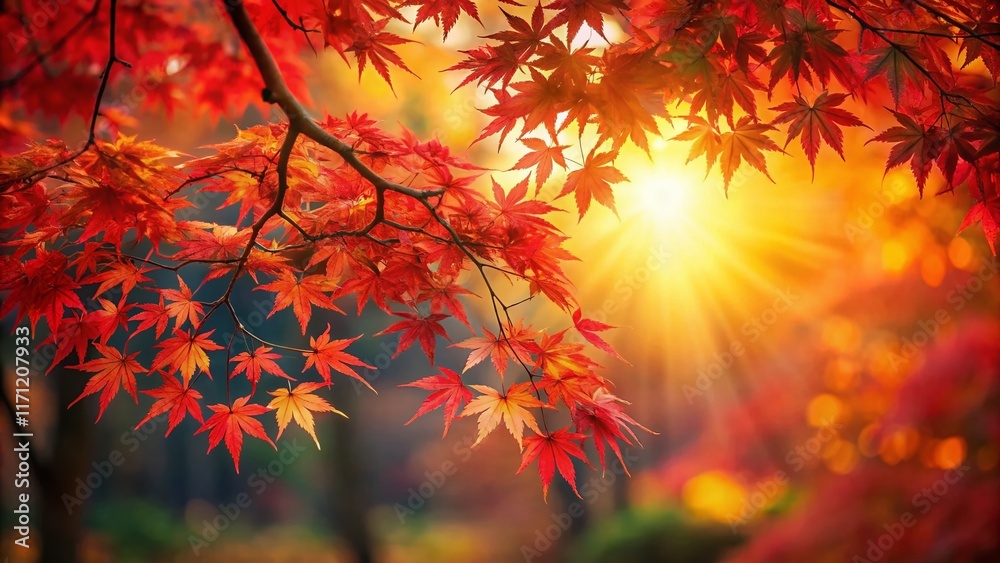 Vibrant Red Japanese Maple in Autumn - Fall Foliage Stock Photo Vibrant Red Japanese Maple in Autumn - Fall Foliage Stock Photo