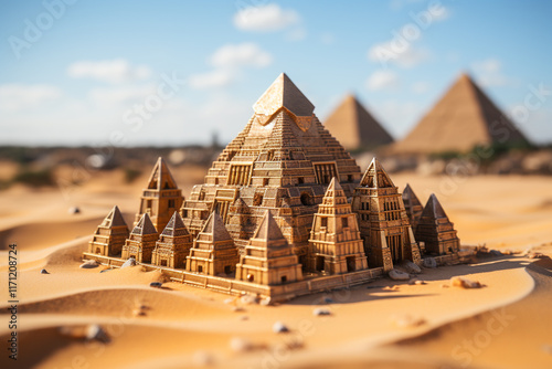 ancient pyramids serve as a symbol of harmonious blend between human creativity and enduring power of nature, creating a timeless scene photo