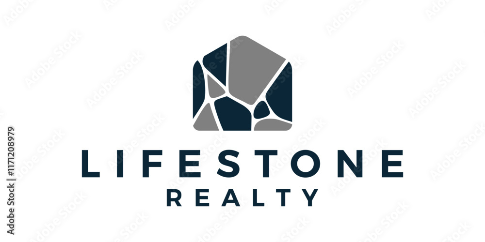 Fototapeta premium House building logo design template with stone design graphic vector illustration. simple, vector logo, illustration, creative.