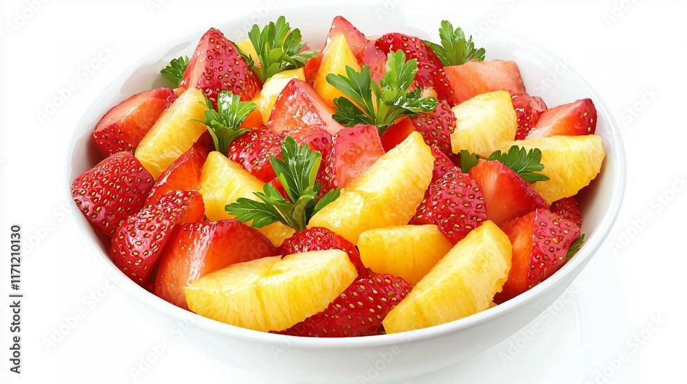 Colorful Fresh Fruit Salad with Strawberries and Pineapple Chunks Colorful Fresh Fruit Salad with Strawberries and Pineapple Chunks