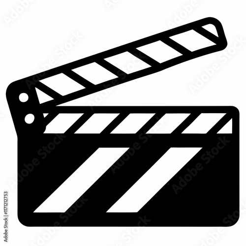 Clapperboard icon vector graphic black on white background