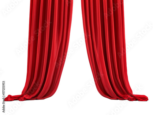 Red velvet curtains draping elegantly indoors