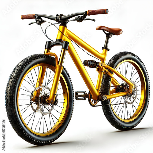 stylish yellow bike with sleek design isolated on a white background