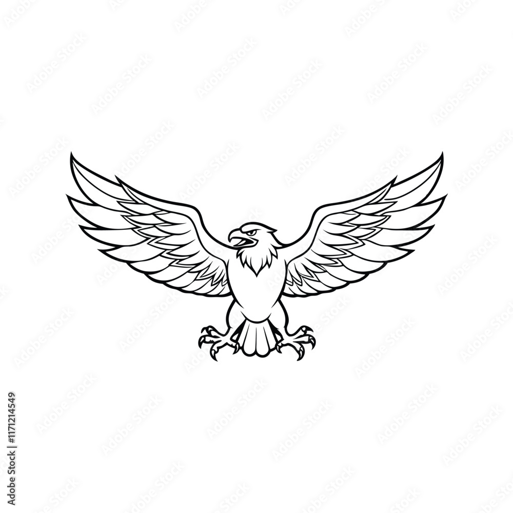 Obraz premium Detailed Eagle Outline Design Perfect for Tattoo and Logos