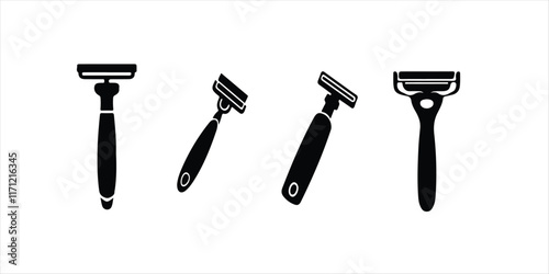 shaving razor set hand drawn illustration on white background. shaving razor vector art.