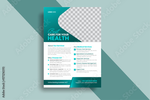 Modern medical Healthcare Flyer Design Template, Health medical flyer, Healthcare cover a4 template, Corporate healthcare and medical flyer or poster design Print