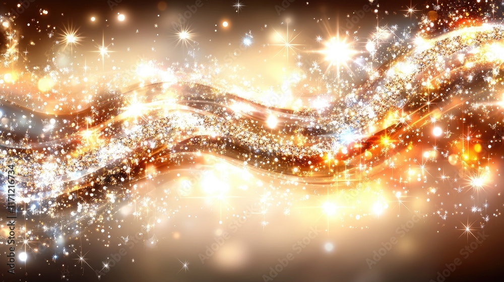 Obraz premium Glimmering abstract wave of sparkling lights and colors