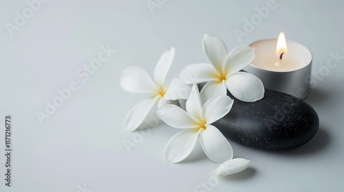 Black stones on white, spa.