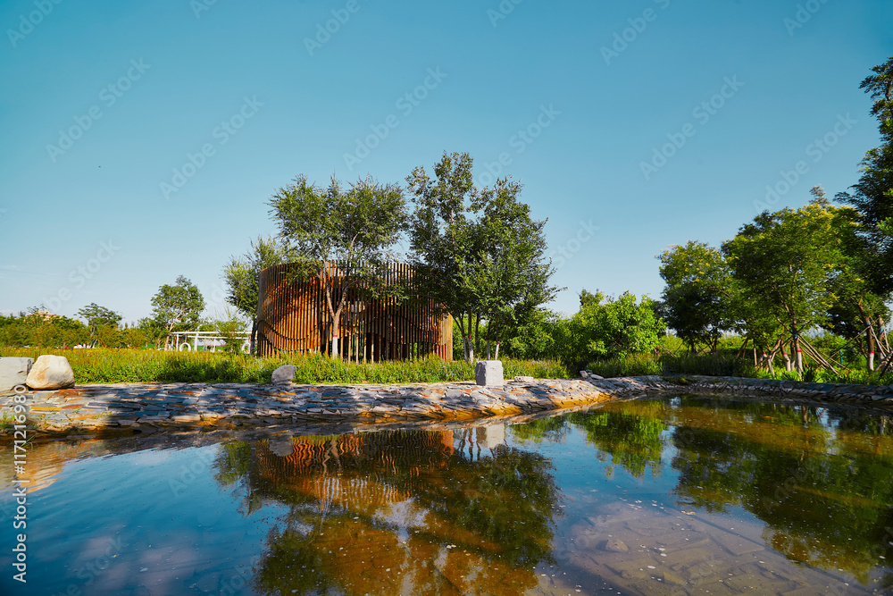 Obraz premium Suburban leisure park environment and facilities