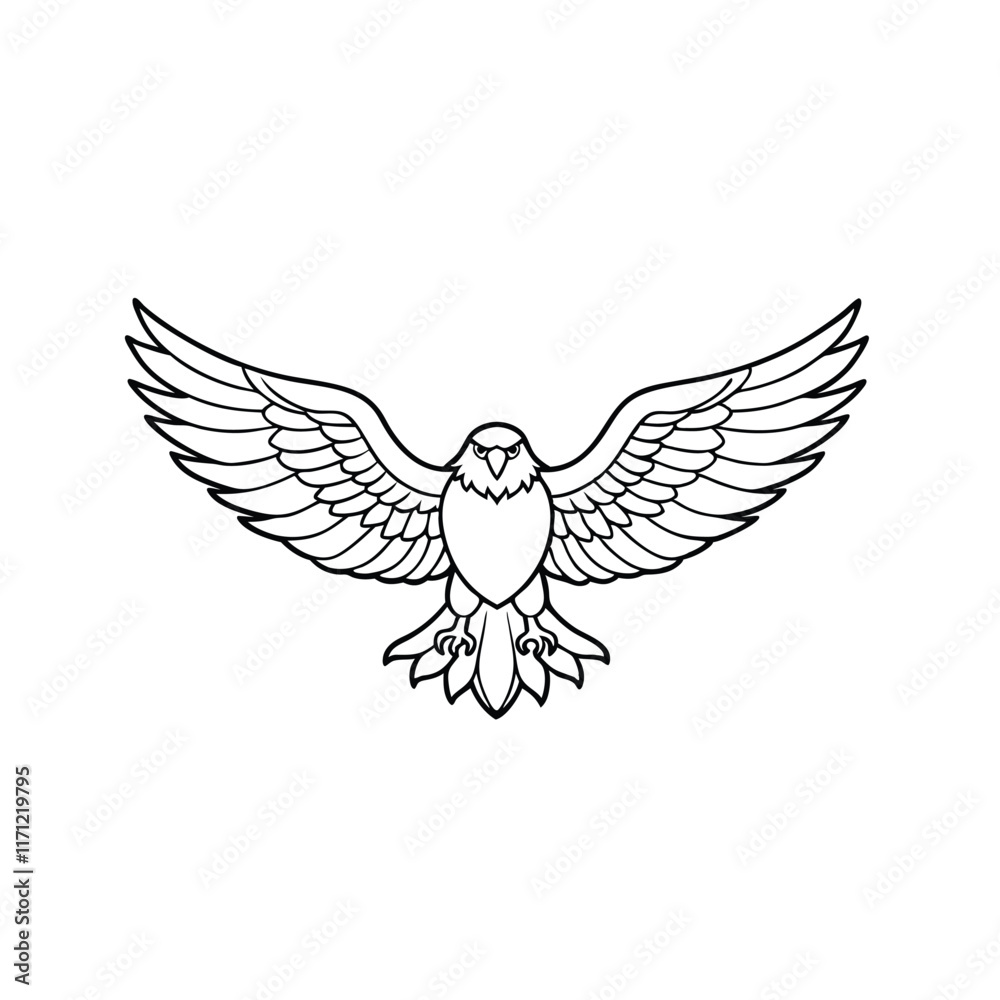 Obraz premium Detailed Eagle Outline Design Perfect for Tattoo and Logos