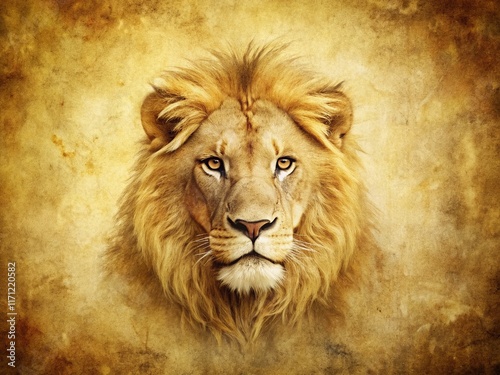 Vintage Lion Head Outline: Elegant Retro Wildlife Illustration photo