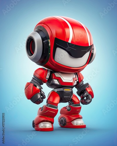 Wallpaper Mural Cute robot isolated against solid background Torontodigital.ca