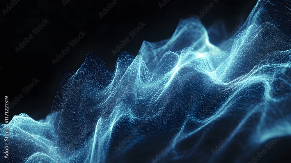 Fototapeta premium Abstract Blue Digital Waveform Landscape