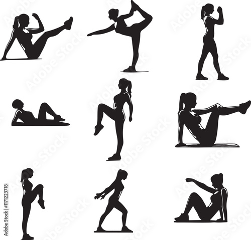 yoga silhouettes set