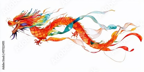 Chinese New Year dragon kite flying high