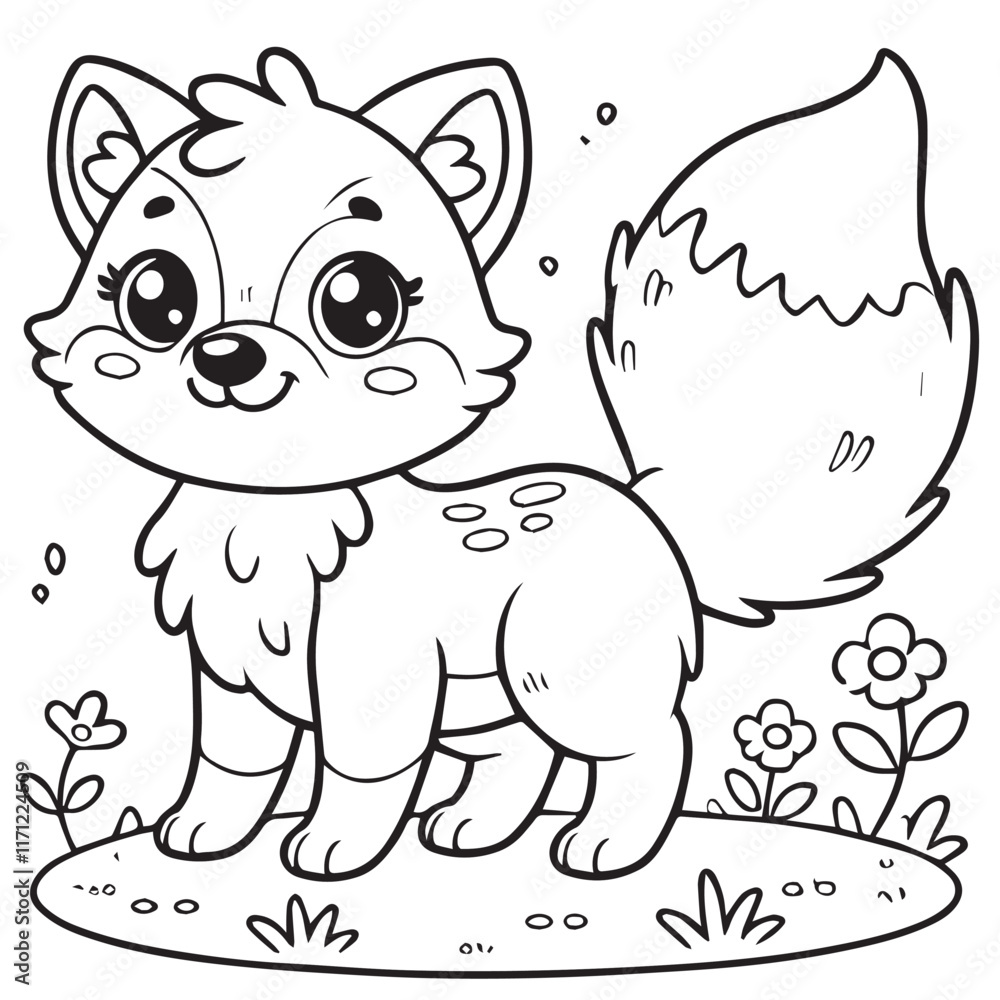 Fototapeta premium Whimsical Cartoon Fox Illustration for Children's Drawing Book.