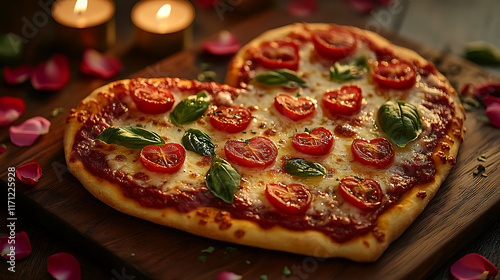 Heart-shaped pizza