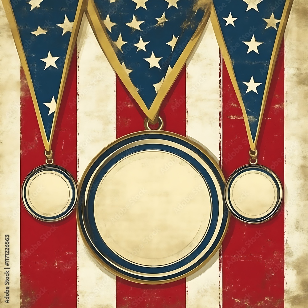 American Flag Medals Award Background Design