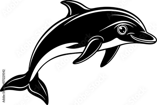 Beautiful jumping dolphin vector illustration 