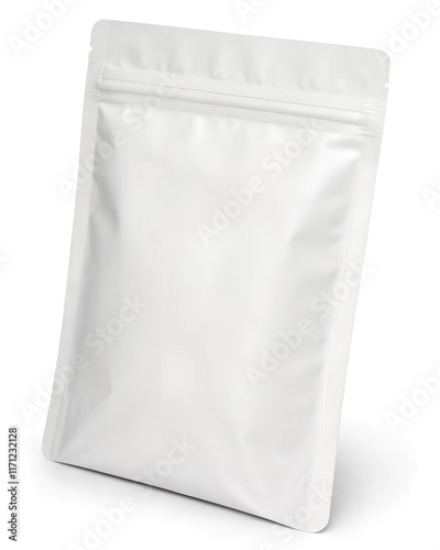 Blank white aluminium foil plastic pouch bag sachet packaging mockup