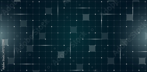 Futuristic VR HUD interface with digital grid and particle mesh. Hi tech GUI visor design template. Sci fi spaceship display with lines and dots on dark green background for FUI dashboard