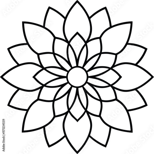 Coloring page line art flower mandala illustration