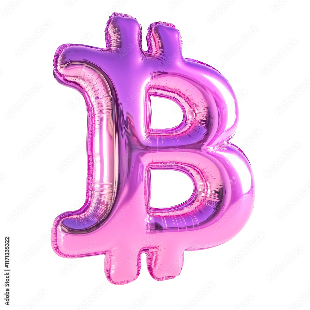 Pink metallic Bitcoin symbol balloon in 3D on white background, ideal for cryptocurrency ads, themed events, digital marketing, and festive decorations Pink metallic Bitcoin symbol balloon in 3D on white background, ideal for cryptocurrency ads, themed events, digital marketing, and festive decorations