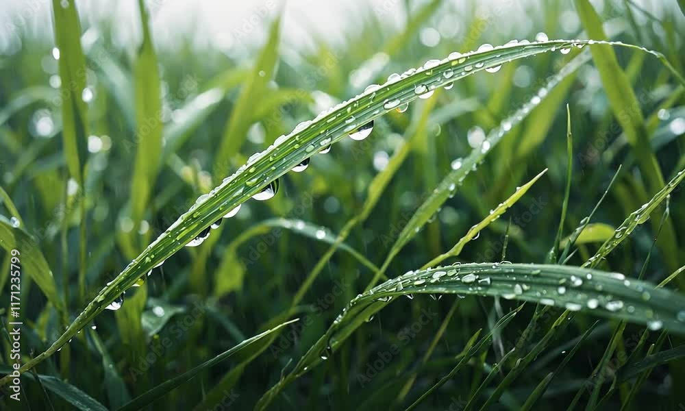 Close-Up of Dew on Fresh Green Grass Close-Up of Dew on Fresh Green Grass