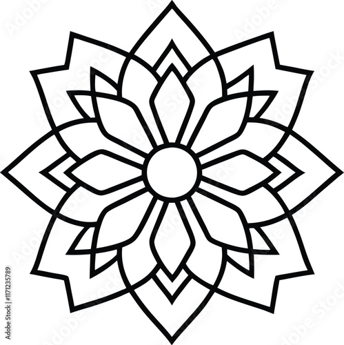 Coloring page line art flower mandala illustration