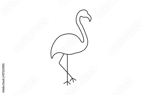 Flamingo bird continuous one line drawing of outline vector illustration