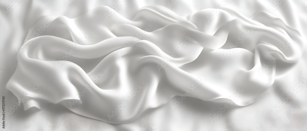 Fototapeta premium Draped white silk fabric texture. (1)