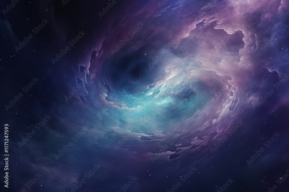 Fototapeta premium a radiant depiction of a swirling galaxy pattern with deep blues and purples
