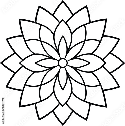Coloring page line art flower mandala illustration