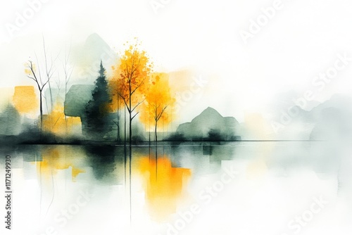 A dreamy watercolor painting of a jungle river, with soft green tones and vibrant flowers reflected in the water