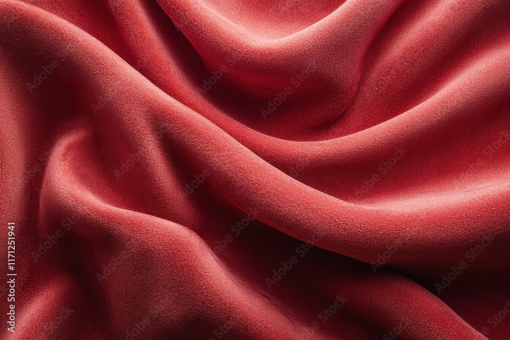 Fototapeta premium Textured red suede fabric closeup textile art indoor soft lighting abstract aesthetic