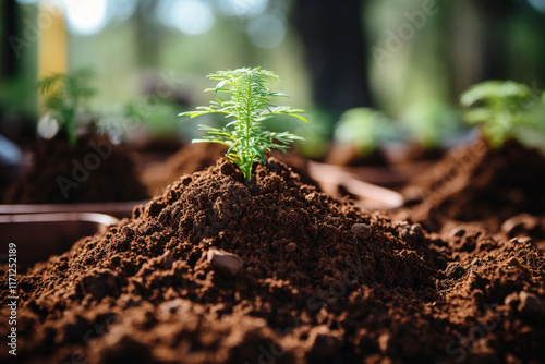 Functions as a natural and intricate backdrop, honoring uncomplicated yet vital attractiveness of soil as foundation for life's functions photo