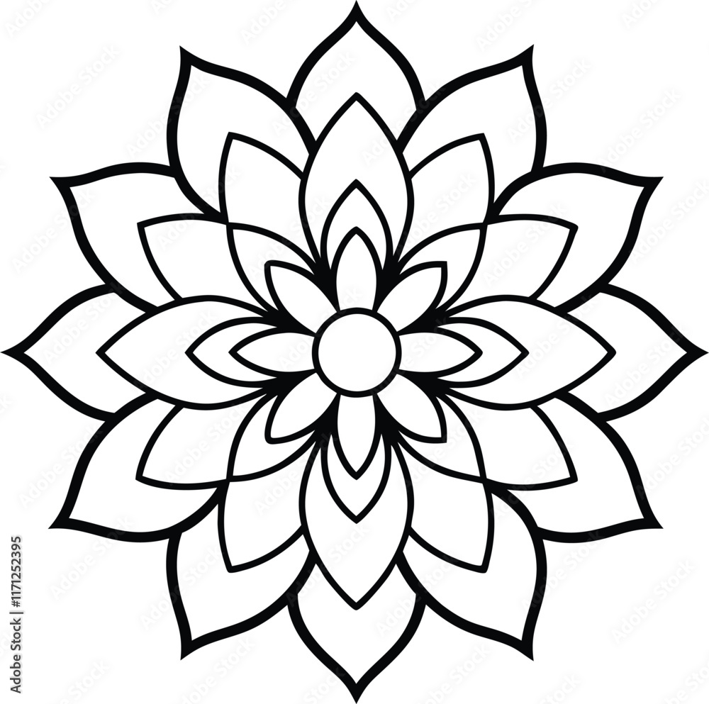 Fototapeta premium Coloring page line art flower mandala illustration